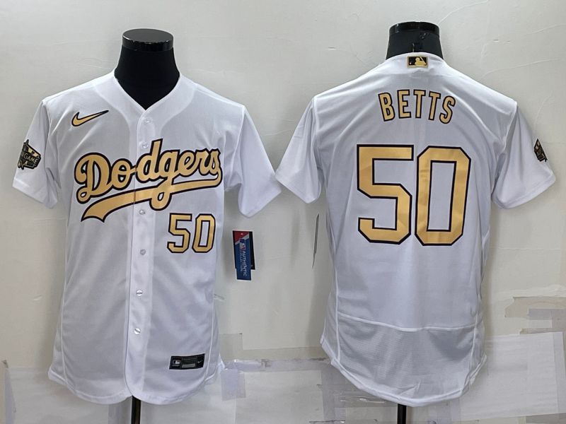 Men Los Angeles Dodgers #50 Betts White 2022 All Star Elite Nike MLB Jerseys